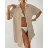 imageBsubseach Swimsuit Coverup for Women Swiss Dot Bathing Suit Swimwear Button Down Beach Shirt Cover Up Resort WearLight Khaki