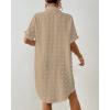 imageBsubseach Swimsuit Coverup for Women Swiss Dot Bathing Suit Swimwear Button Down Beach Shirt Cover Up Resort WearLight Khaki