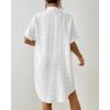 imageBsubseach Swimsuit Coverup for Women Swiss Dot Bathing Suit Swimwear Button Down Beach Shirt Cover Up Resort WearWhite