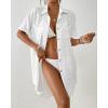 imageBsubseach Swimsuit Coverup for Women Swiss Dot Bathing Suit Swimwear Button Down Beach Shirt Cover Up Resort WearWhite