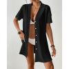 imageBsubseach Terry Cloth Swim Cover Up 2025 Button Down Women Swimsuit Coverup Short Sleeve Blouse Beach Shirt Vacation WearBlack
