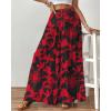 imageBsubseach Wide Leg Pants Woman Flowy Floral Palazzo Pants for Women High Waisted Summer Casual Trousers Cruise OutfitsBlack Red