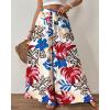 imageBsubseach Wide Leg Pants Woman Flowy Floral Palazzo Pants for Women High Waisted Summer Casual Trousers Cruise OutfitsColorful