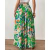 imageBsubseach Wide Leg Pants Woman Flowy Floral Palazzo Pants for Women High Waisted Summer Casual Trousers Cruise OutfitsGreen Printed