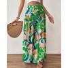 imageBsubseach Wide Leg Pants Woman Flowy Floral Palazzo Pants for Women High Waisted Summer Casual Trousers Cruise OutfitsGreen Printed