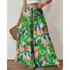 imageBsubseach Wide Leg Pants Woman Flowy Floral Palazzo Pants for Women High Waisted Summer Casual Trousers Cruise OutfitsGreen Printed