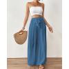 imageBsubseach Wide Leg Pants Woman Flowy Floral Palazzo Pants for Women High Waisted Summer Casual Trousers Cruise OutfitsHazy Blue