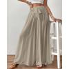 imageBsubseach Wide Leg Pants Woman Flowy Floral Palazzo Pants for Women High Waisted Summer Casual Trousers Cruise OutfitsLight Khaki