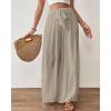 imageBsubseach Wide Leg Pants Woman Flowy Floral Palazzo Pants for Women High Waisted Summer Casual Trousers Cruise OutfitsLight Khaki
