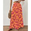 imageBsubseach Wide Leg Pants Woman Flowy Floral Palazzo Pants for Women High Waisted Summer Casual Trousers Cruise OutfitsOrange Red