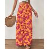 imageBsubseach Wide Leg Pants Woman Flowy Floral Palazzo Pants for Women High Waisted Summer Casual Trousers Cruise OutfitsOrange Red