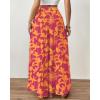 imageBsubseach Wide Leg Pants Woman Flowy Floral Palazzo Pants for Women High Waisted Summer Casual Trousers Cruise OutfitsOrange Red