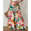 imageBsubseach Wide Leg Pants Woman Flowy Floral Palazzo Pants for Women High Waisted Summer Casual Trousers Cruise OutfitsRed