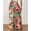 imageBsubseach Wide Leg Pants Woman Flowy Floral Palazzo Pants for Women High Waisted Summer Casual Trousers Cruise OutfitsRed