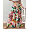 imageBsubseach Wide Leg Pants Woman Flowy Floral Palazzo Pants for Women High Waisted Summer Casual Trousers Cruise OutfitsRed