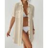 imageBsubseach Women Swimsuit Coverup Button Down Bathing Suit Cover Up for Swimwear Summer Beach Shirt Dresses Resort WearApricot