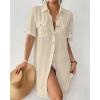 imageBsubseach Women Swimsuit Coverup Button Down Bathing Suit Cover Up for Swimwear Summer Beach Shirt Dresses Resort WearApricot