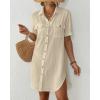 imageBsubseach Women Swimsuit Coverup Button Down Bathing Suit Cover Up for Swimwear Summer Beach Shirt Dresses Resort WearApricot