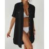 imageBsubseach Women Swimsuit Coverup Button Down Bathing Suit Cover Up for Swimwear Summer Beach Shirt Dresses Resort WearBlack