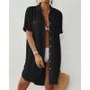 imageBsubseach Women Swimsuit Coverup Button Down Bathing Suit Cover Up for Swimwear Summer Beach Shirt Dresses Resort WearBlack
