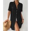 imageBsubseach Women Swimsuit Coverup Button Down Bathing Suit Cover Up for Swimwear Summer Beach Shirt Dresses Resort WearBlack