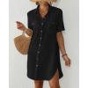imageBsubseach Women Swimsuit Coverup Button Down Bathing Suit Cover Up for Swimwear Summer Beach Shirt Dresses Resort WearBlack