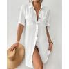 imageBsubseach Women Swimsuit Coverup Button Down Bathing Suit Cover Up for Swimwear Summer Beach Shirt Dresses Resort WearWhite