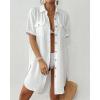 imageBsubseach Women Swimsuit Coverup Button Down Bathing Suit Cover Up for Swimwear Summer Beach Shirt Dresses Resort WearWhite