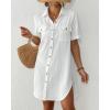 imageBsubseach Women Swimsuit Coverup Button Down Bathing Suit Cover Up for Swimwear Summer Beach Shirt Dresses Resort WearWhite