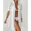 imageBsubseach Women Swimsuit Coverup Button Down Bathing Suit Cover Up for Swimwear Summer Beach Shirt Dresses Resort WearWhite