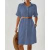 imageBsubseach Womens Swimsuit Cover Up Long Button Down Bathing Suit Cover Ups Short Sleeve Summer Beach Shirt Dress with PocketsAiry Blue