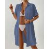 imageBsubseach Womens Swimsuit Cover Up Long Button Down Bathing Suit Cover Ups Short Sleeve Summer Beach Shirt Dress with PocketsAiry Blue