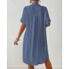 imageBsubseach Womens Swimsuit Cover Up Long Button Down Bathing Suit Cover Ups Short Sleeve Summer Beach Shirt Dress with PocketsAiry Blue