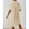 imageBsubseach Womens Swimsuit Cover Up Long Button Down Bathing Suit Cover Ups Short Sleeve Summer Beach Shirt Dress with PocketsApricot