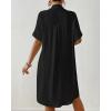 imageBsubseach Womens Swimsuit Cover Up Long Button Down Bathing Suit Cover Ups Short Sleeve Summer Beach Shirt Dress with PocketsBlack