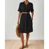 imageBsubseach Womens Swimsuit Cover Up Long Button Down Bathing Suit Cover Ups Short Sleeve Summer Beach Shirt Dress with PocketsBlack