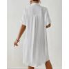 imageBsubseach Womens Swimsuit Cover Up Long Button Down Bathing Suit Cover Ups Short Sleeve Summer Beach Shirt Dress with PocketsWhite