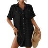 imageBsubseach Swimsuit Coverup for Women Swiss Dot Bathing Suit Swimwear Button Down Beach Shirt Cover Up Resort WearBlack