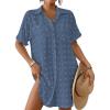imageBsubseach Swimsuit Coverup for Women Swiss Dot Bathing Suit Swimwear Button Down Beach Shirt Cover Up Resort WearHaze Blue