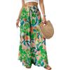 imageBsubseach Wide Leg Pants Woman Flowy Floral Palazzo Pants for Women High Waisted Summer Casual Trousers Cruise OutfitsGreen Printed