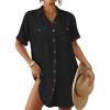 imageBsubseach Women Swimsuit Coverup Button Down Bathing Suit Cover Up for Swimwear Summer Beach Shirt Dresses Resort WearBlack