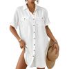 imageBsubseach Women Swimsuit Coverup Button Down Bathing Suit Cover Up for Swimwear Summer Beach Shirt Dresses Resort WearWhite