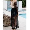 imageBsubseach Black Lace Beach Cover Ups for Women See Through Bikini Kimono Swimsuit Cover Up Swimwear
