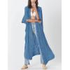 imageBsubseach Embroidery Bathing Suit Cover Ups for Women Half Sleeve Beach Kimono Swimsuit CoverupBlue