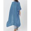 imageBsubseach Embroidery Bathing Suit Cover Ups for Women Half Sleeve Beach Kimono Swimsuit CoverupBlue