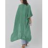 imageBsubseach Embroidery Bathing Suit Cover Ups for Women Half Sleeve Beach Kimono Swimsuit CoverupGreen