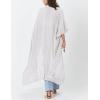 imageBsubseach Embroidery Bathing Suit Cover Ups for Women Half Sleeve Beach Kimono Swimsuit CoverupWhite