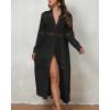 imageBsubseach Long Beach Cover Ups for Women 2025 Button Up Dress for Swimwear Women Casual Kimonos Cardigan Bathing Suit CoverupBlack