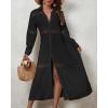 imageBsubseach Long Beach Cover Ups for Women 2025 Button Up Dress for Swimwear Women Casual Kimonos Cardigan Bathing Suit CoverupBlack