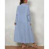 imageBsubseach Long Beach Cover Ups for Women 2025 Button Up Dress for Swimwear Women Casual Kimonos Cardigan Bathing Suit CoverupBlue